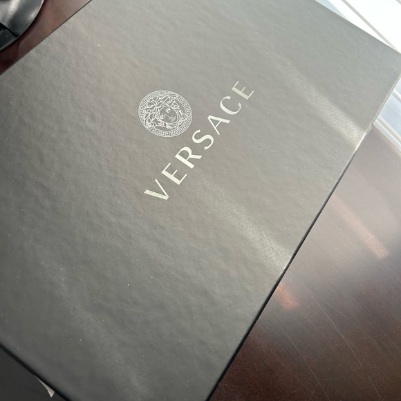 Versace Black and Gold Chain Slide Sandals - Picture 8 of 10